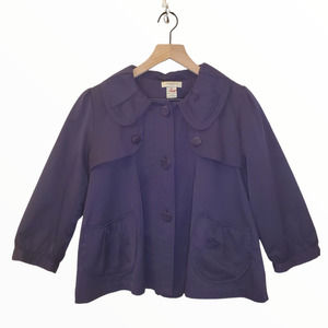 Vertigo Paris Cropped Swing Jacket Peter Pan Collar Purple Quarter Sleeve Coat